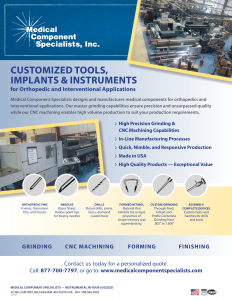 Medical Components Specialists- Customized Tools, Implants & Instruments Datasheet